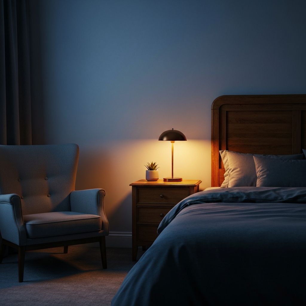 Миран спаваћа соба са топлим, амбијентним светлом